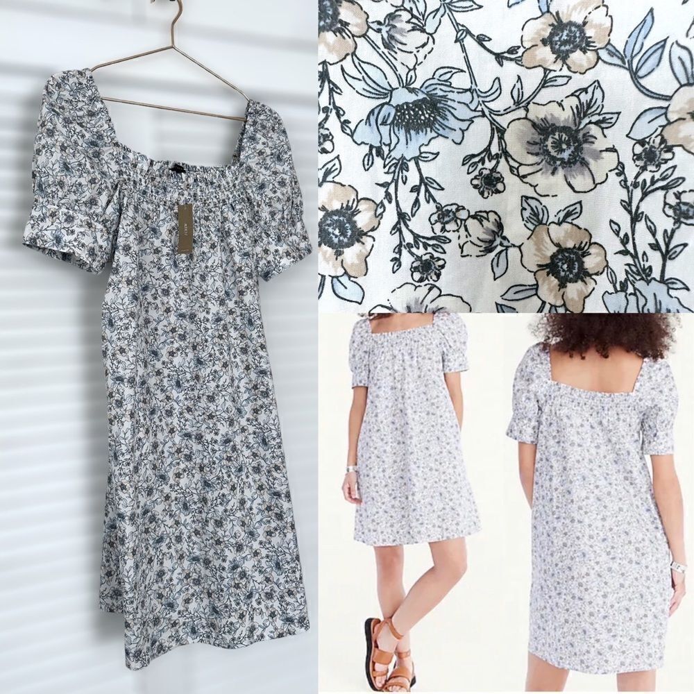 J Crew Cotton poplin shift dress in floral vines Size XS
